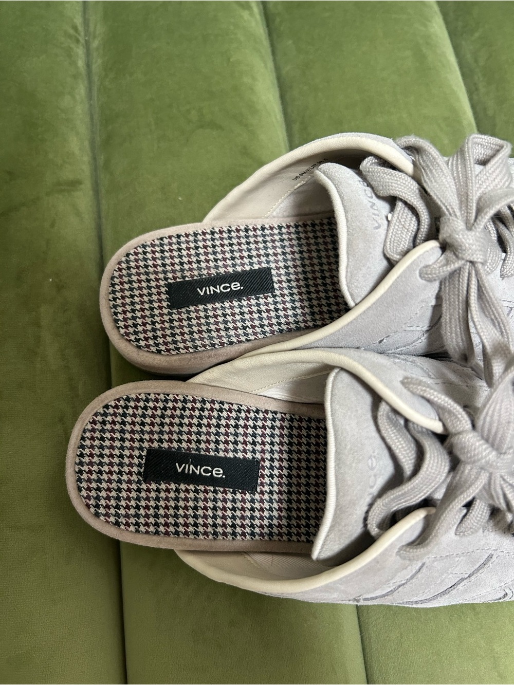 Vince Light Gray Suede Lace-Up Sneakers - Picture 2 of 5
